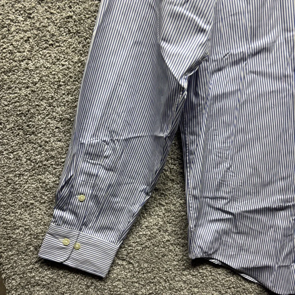 VTG Polo Ralph Lauren Shirt Men's 16.5-34/35 Blue Striped Andrew Long Sleeve NWT